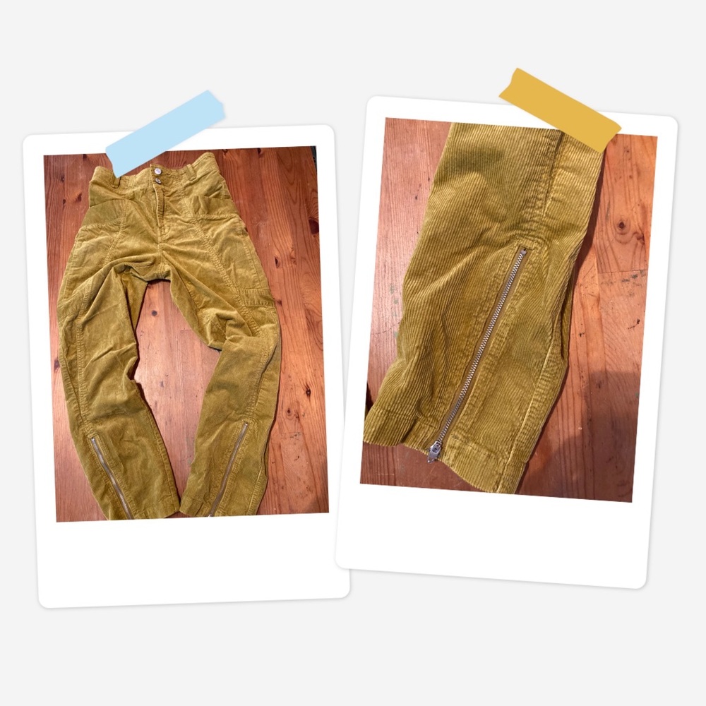 Pilcrow high rise cord ankle pants, chartreuse